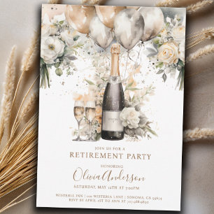 Elegant Chic Pension Party   Champagne Balloons Inbjudningar