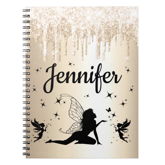 elegant chic personlig guld glitter-mejeriet anteckningsbok (Framsidan)