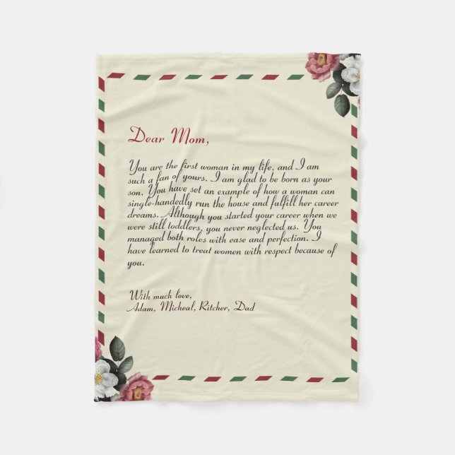 Elegant Chic Personlig Kärlek Brev Handskriftlig Fleecefilt (Framsidan)