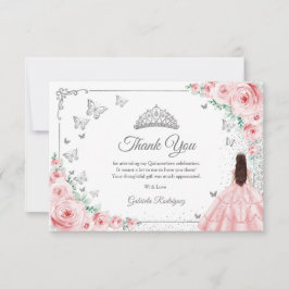 Elegant Chic Pink Roses Silver Quinceanera Tack Kort