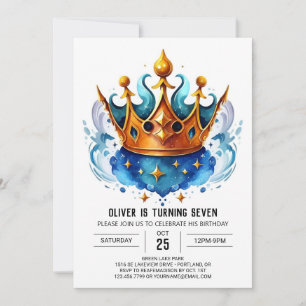 Elegant Chic Prince Krona födelsedag Inbjudningar