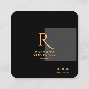 Elegant Chic Professionell Guld Monogrammed Busine Fyrkantigt Visitkort