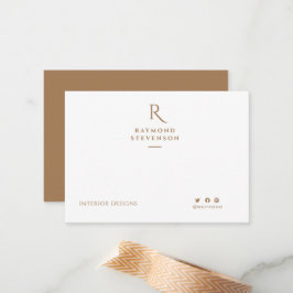 Elegant Chic Professionell Light Brown monogrammat Anteckningskort