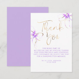 Elegant Chic Purple Bow Bridal Shower Thank You Tack Kort