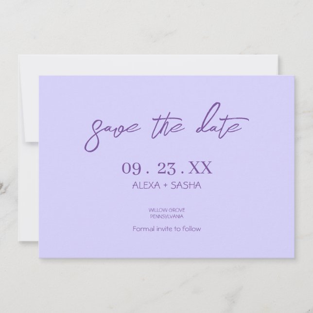 Elegant Chic Purple Lavender Spara Datumet (Framsida)