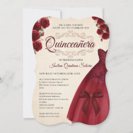 Elegant Chic Quinceanera 15th Birthday Burgundy Inbjudningar