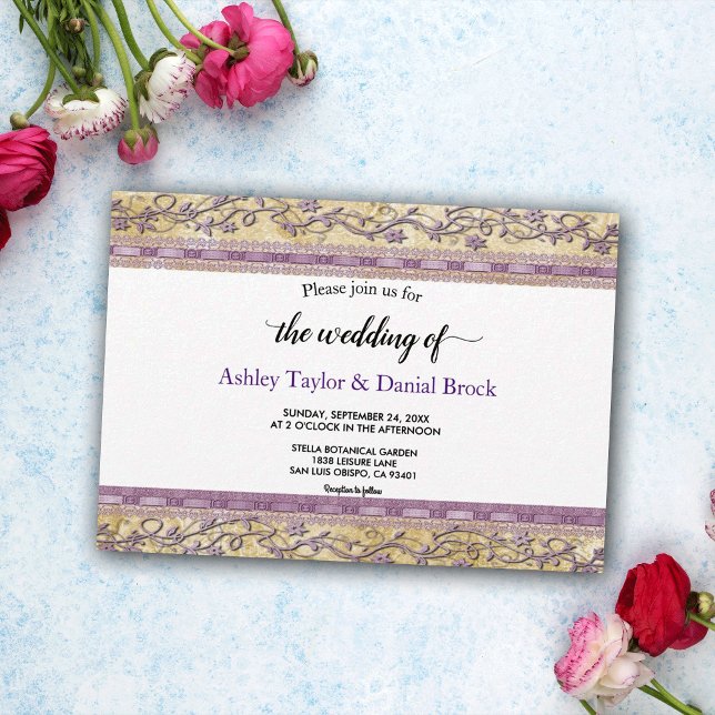 Elegant Chic Ram Luxury Script Formal Bröllop Inbjudningar (Skapare uppladdad)