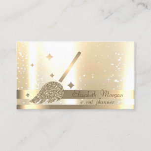 Elegant, Chic, Ränder, Lysande Glitter Sopborste Visitkort