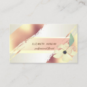 Elegant Chic Randig, Penseldrag, Blomma Visitkort