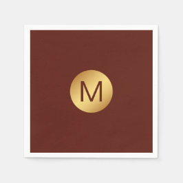 Elegant Chic Red & Guld Monogram Initial Pappersservett