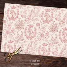 Elegant Chic Ro Beige Equestrian Blommigt Toile