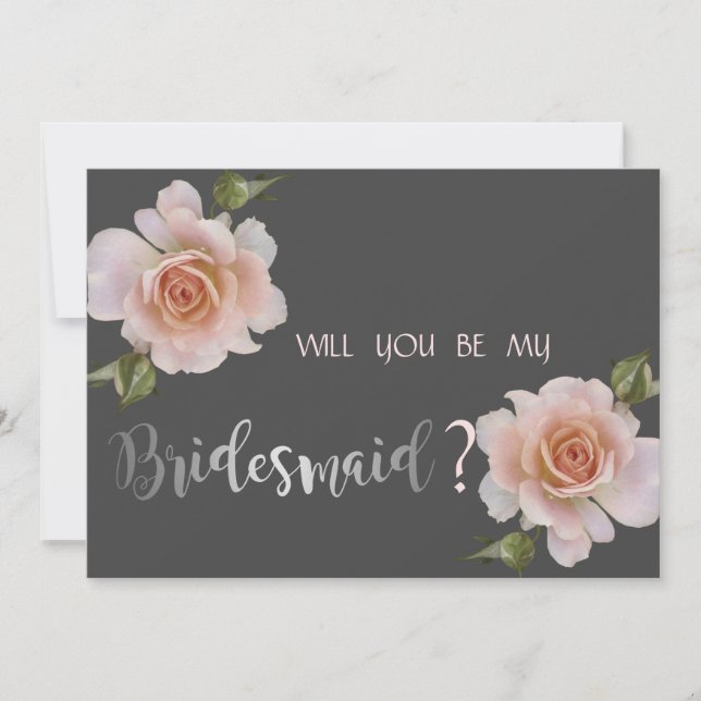 Elegant Chic Ro,Blommigt Bridesmaid Card Inbjudningar (Framsida)