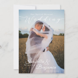 Elegant Chic Ro Bröllop fotfoto Inbjudningar