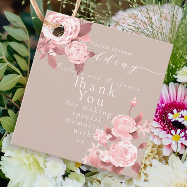Elegant Chic Ro Bröllop Gåvor Etiketter (Lovely rose wedding design gift tag.)