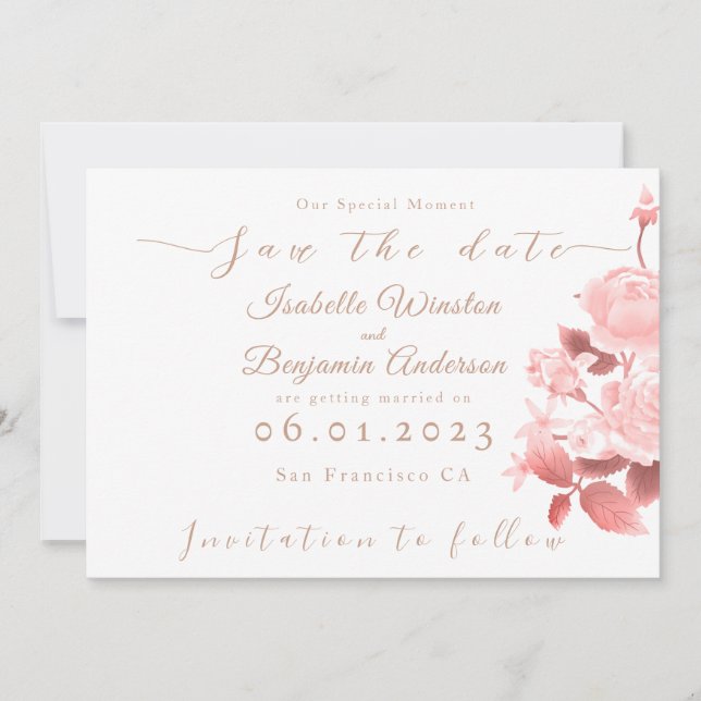 Elegant Chic Ro Bröllop Meddelande (Framsida)