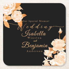 Elegant Chic Ro Bröllop Underlägg Papper Kvadrat