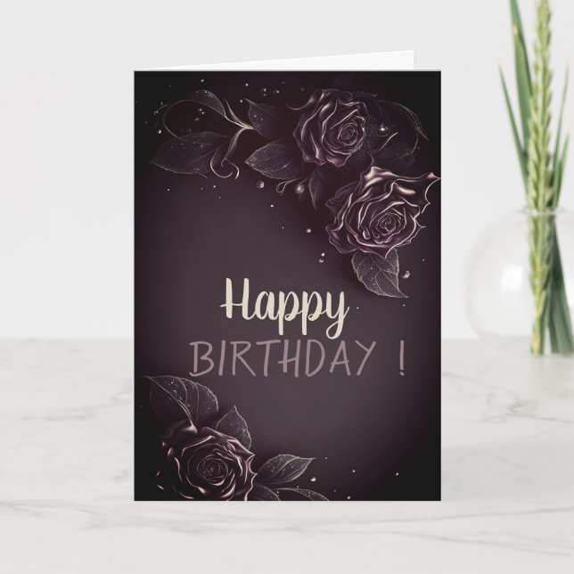 Elegant Chic Ro Gothic Birthday Kort (Framsida)