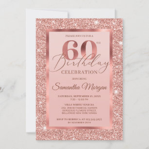 Elegant chic ro guld glitter folie 60 år inbjudningar