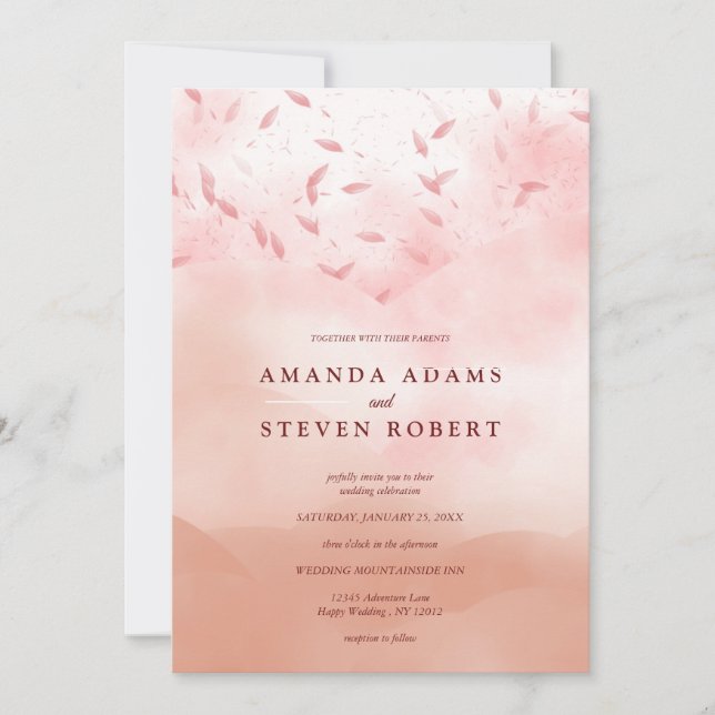 Elegant Chic Ro Guld Löv Abstrakt Bröllop Inbjudningar (Framsida)