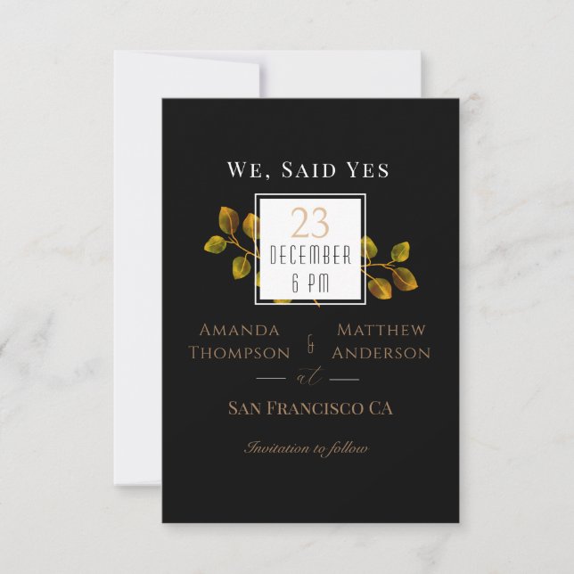 Elegant Chic Ro Monogram Black Spara datum Spara Datumet (Framsida)