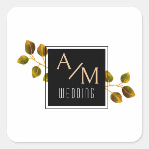Elegant Chic Ro Monogram White Fyrkantigt Klistermärke