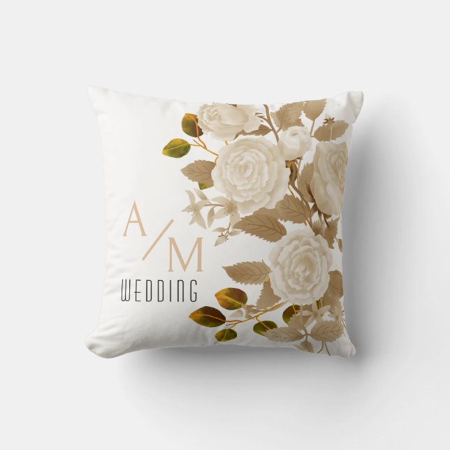 Elegant Chic Ro Monogram White Kudde (Framsida)