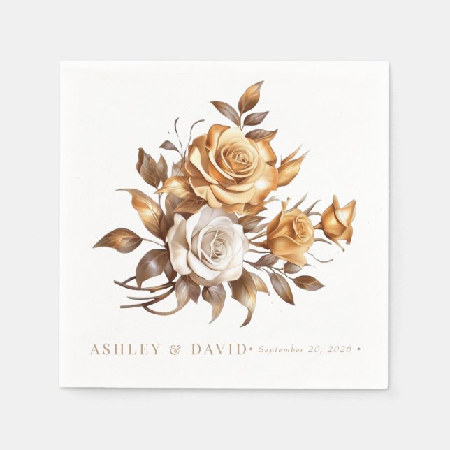 Elegant Chic Ro | Romantisk Förlovningsfest Pappersservett (Framsidan)