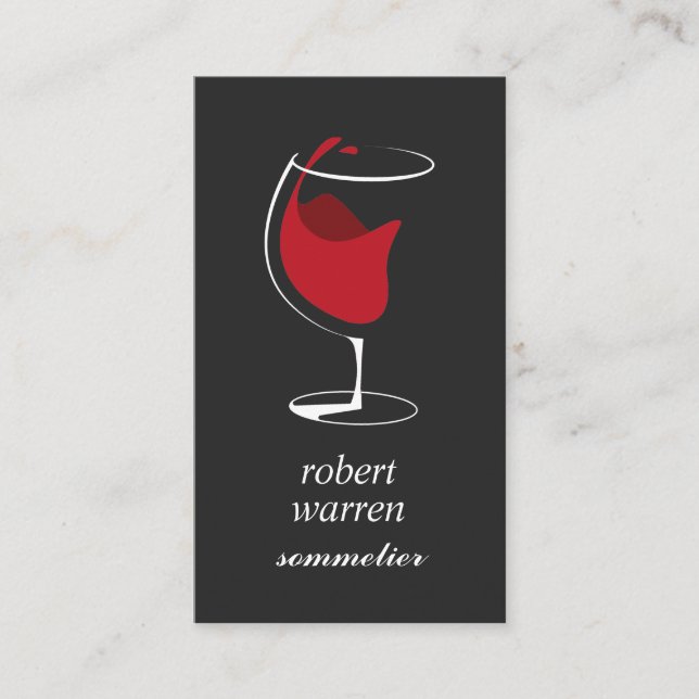 Elegant chic röd vin glas Sommelier vinproducent Visitkort (Framsida)