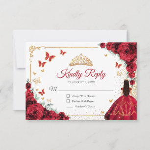 Elegant Chic Röda Rosor Guld Quinceanera Svar