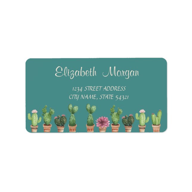 Elegant Chic Romantic, Cactus Address Label Adressetikett (Framsidan)