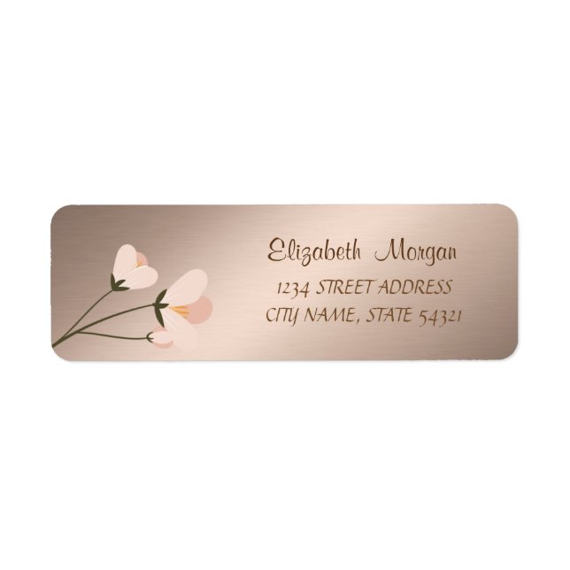 Elegant Chic Romantic, Flower Address Label Returadress Etikett (Framsidan)