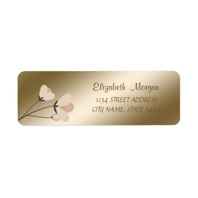 Elegant Chic Romantic, Flower Address Label Returadress Etikett (Framsidan)