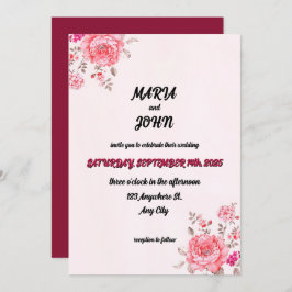 Elegant Chic Romantic Minimalist Classic Burgundy Inbjudningar