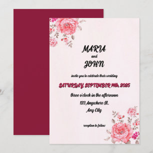 Elegant Chic Romantic Minimalist Classic Burgundy Inbjudningar