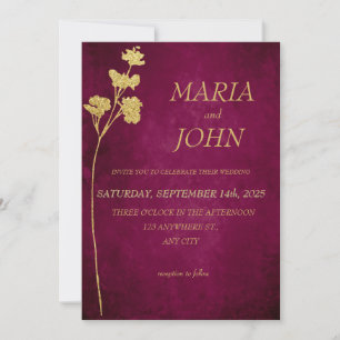 Elegant Chic Romantic Minimalist Classic Burgundy Inbjudningar