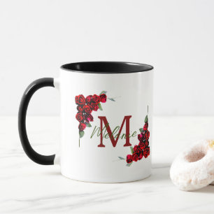 Elegant Chic Romantic Röd ros Blommigt Mugg