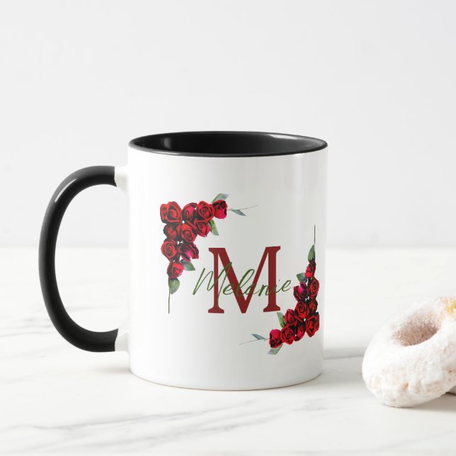 Elegant Chic Romantic Röd ros Blommigt Mugg (Med munk)