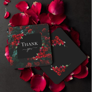 Elegant Chic Romantic Tack Röd ros Blommigt Anteckningskort