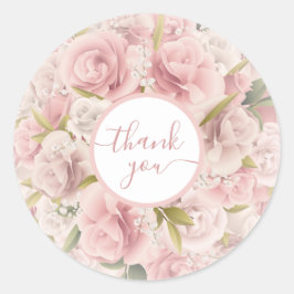 Elegant Chic Romantic Thank You Rose Floral   Runt Klistermärke