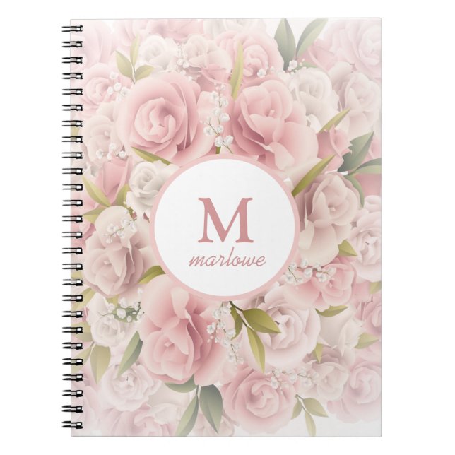 elegant chic romantisk ro blommigt anteckningsbok (Framsidan)