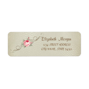 Elegant Chic Romantisk, Rosadressetikett Returadress Etikett
