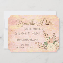 Elegant Chic Ros Marmor Blommig Spara Datum Datumet
