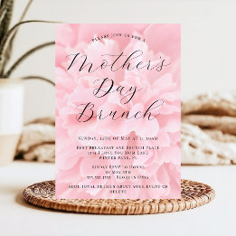 Elegant Chic Rosa Blush Blomma Mors Dags Brunch Inbjudningar