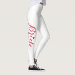 Elegant Chic Rosa Bride Bröllop Bachelorette Party Leggings<br><div class="desc">Vackert, elegantens mörk rosa på vitt typografiskt skript, rött hjärta, coola, enkel, chic, snyggt, andningsbar, handsyta, kvinnor över fullt fulla träningslingor i mode för att bruden/bruden ska vara, för byxor, bachelorette party, möhippa, honeymoon. De här benen/yoga byxor sträcks ut så att de passar din kropp, hakar i hela högerna ställen,...</div>