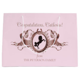 Elegant Chic Rosa Equestrian Ribbon Vapensköld Nam