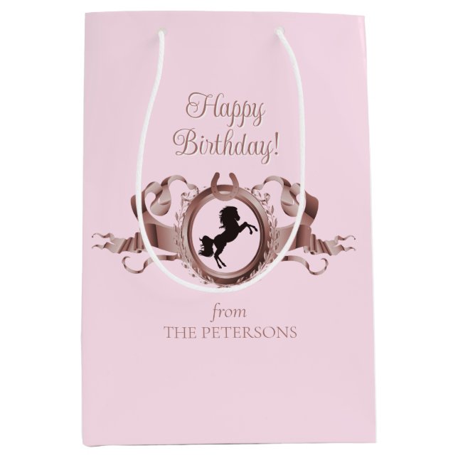 Elegant Chic Rosa Equestrian Ribbon Vapensköld Nam (Framsidan)