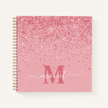 Elegant Chic Rosa Glitter Glam Monogram Namn