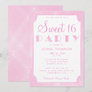 Elegant Chic Rosa Glitter Sequins Sweet 16 Party Inbjudningar