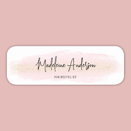 Elegant Chic Rosa Guld Glitter Hair stylist Namnbricka