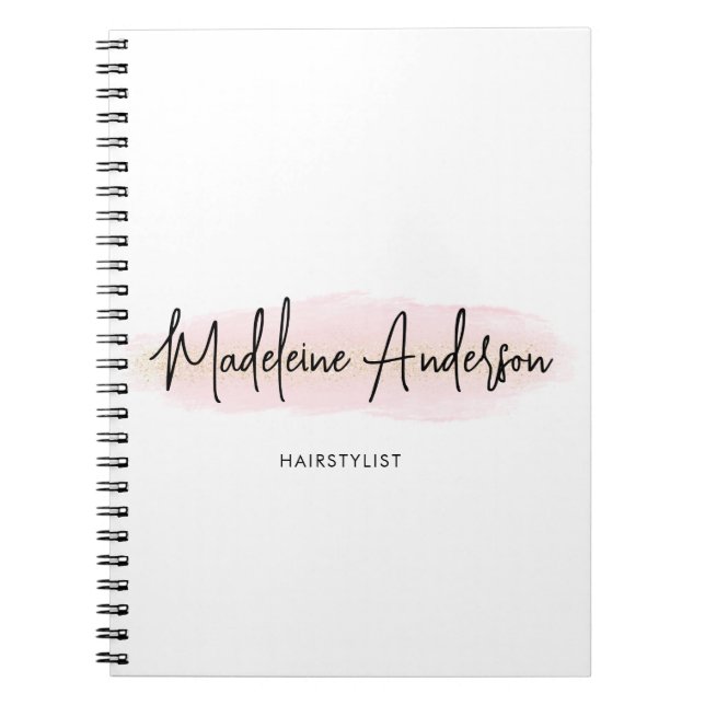 Elegant Chic Rosa Guld Glitter Hårstylist Anteckningsbok (Framsidan)